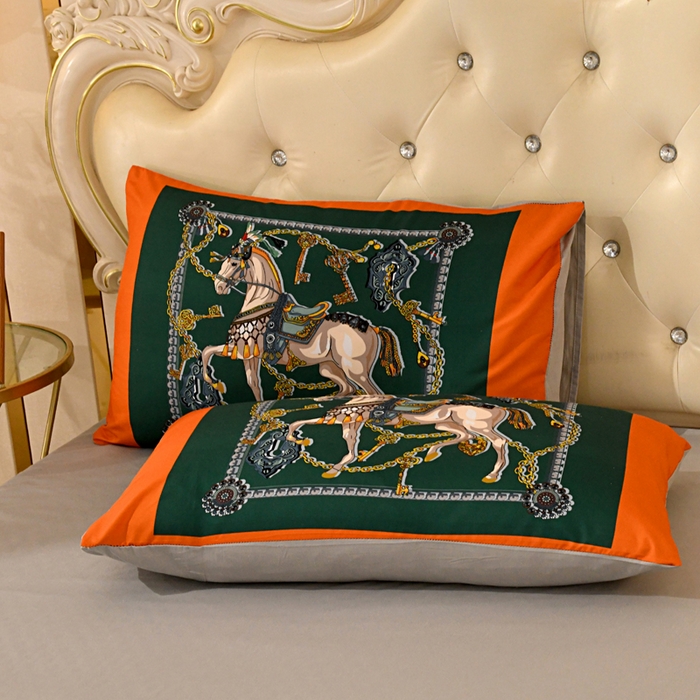 91家纺网 家纺一手货源 找家纺 爵仕 2023新款轻奢简约风全棉四件套 宫廷马