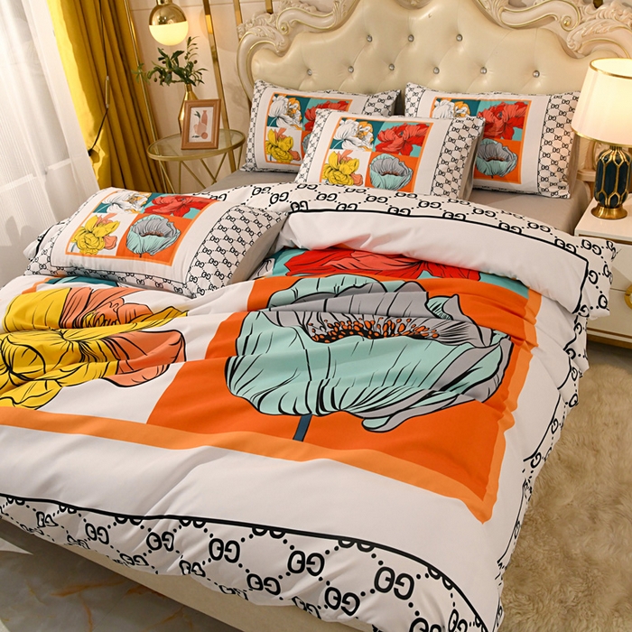 91家纺网 家纺一手货源 找家纺 爵仕 2023新款轻奢简约风全棉四件套 花卉