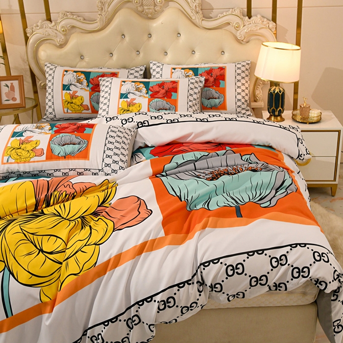 91家纺网 家纺一手货源 找家纺 爵仕 2023新款轻奢简约风全棉四件套 花卉