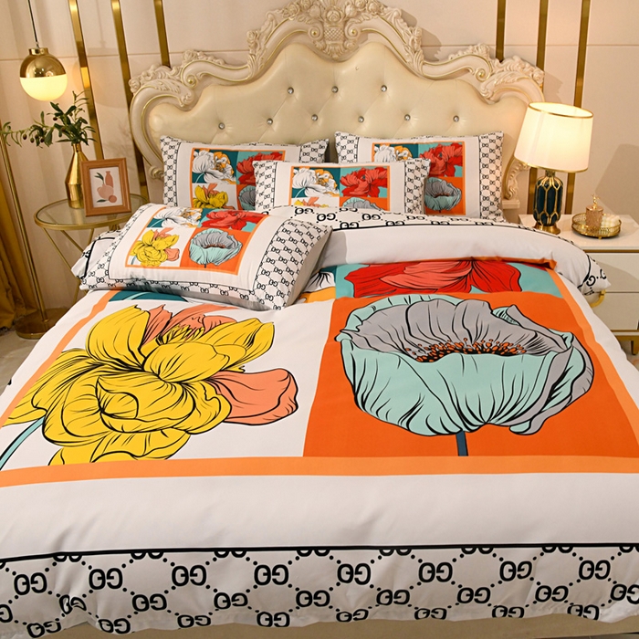 91家纺网 家纺一手货源 找家纺 爵仕 2023新款轻奢简约风全棉四件套 花卉