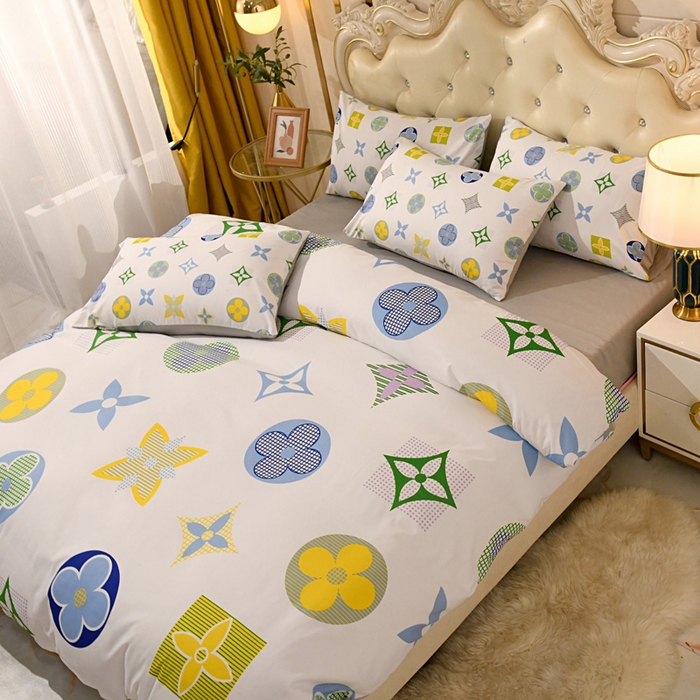 91家纺网 家纺一手货源 找家纺 爵仕 2023新款轻奢简约风全棉四件套 满天星白