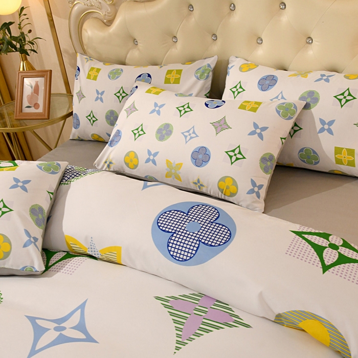 91家纺网 家纺一手货源 找家纺 爵仕 2023新款轻奢简约风全棉四件套 满天星白