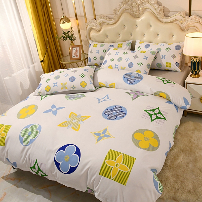 91家纺网 家纺一手货源 找家纺 爵仕 2023新款轻奢简约风全棉四件套 满天星白