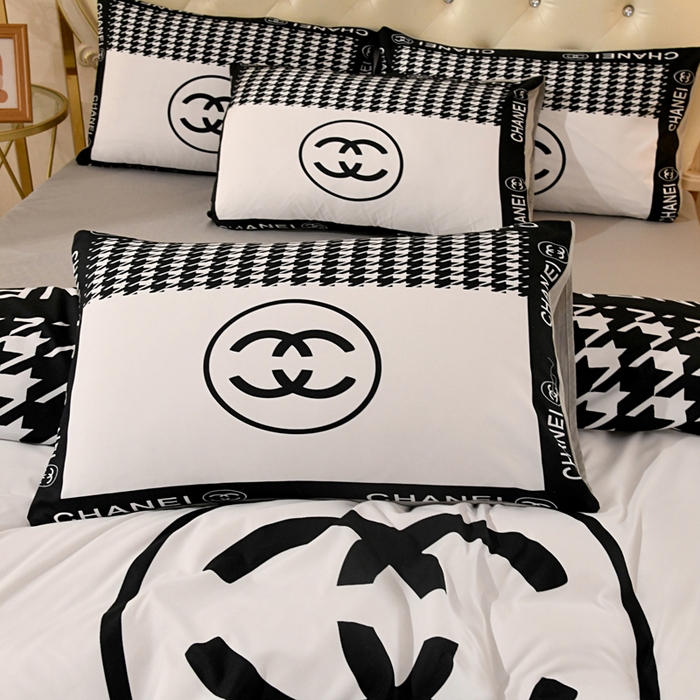 91家纺网 家纺一手货源 找家纺 爵仕 2023新款轻奢简约风全棉四件套 千鸟格白