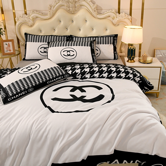 91家纺网 家纺一手货源 找家纺 爵仕 2023新款轻奢简约风全棉四件套 千鸟格白