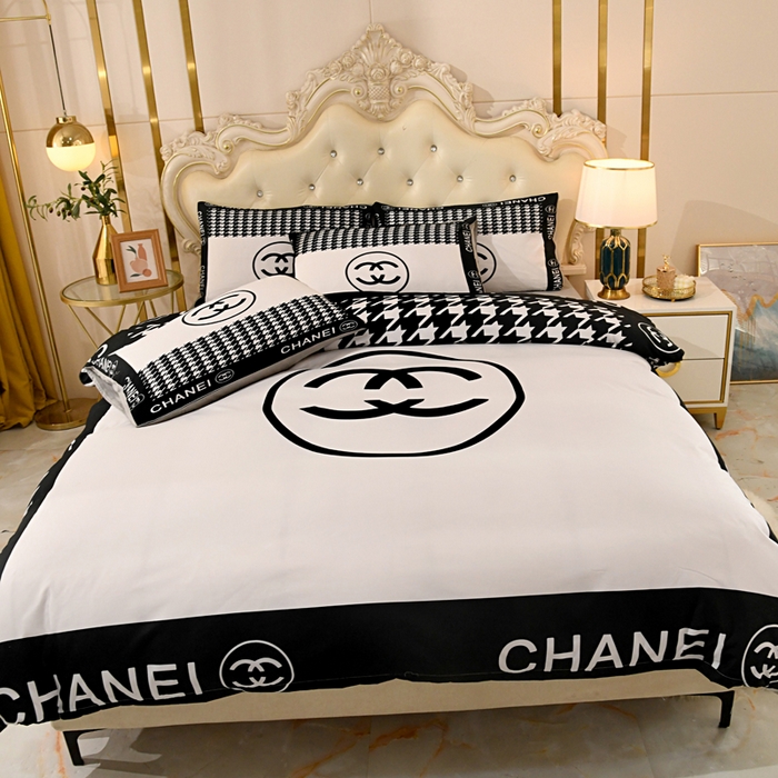 91家纺网 家纺一手货源 找家纺 爵仕 2023新款轻奢简约风全棉四件套 千鸟格白