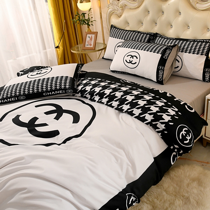 91家纺网 家纺一手货源 找家纺 爵仕 2023新款轻奢简约风全棉四件套 千鸟格白