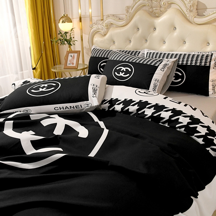 91家纺网 家纺一手货源 找家纺 爵仕 2023新款轻奢简约风全棉四件套 千鸟格黑