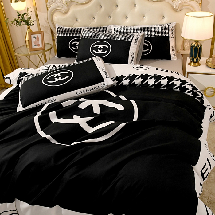 91家纺网 家纺一手货源 找家纺 爵仕 2023新款轻奢简约风全棉四件套 千鸟格黑