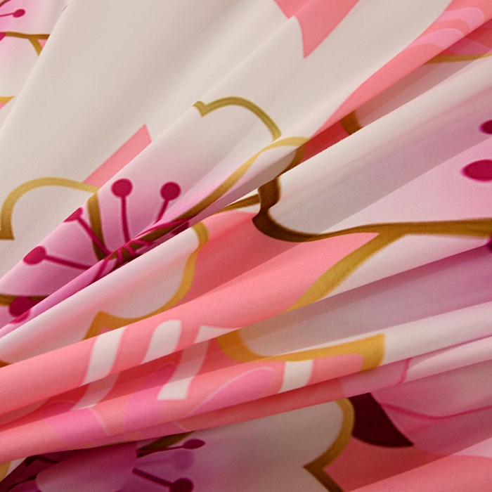 91家纺网 家纺一手货源 找家纺 爵仕 2023新款轻奢简约风全棉四件套 樱花粉