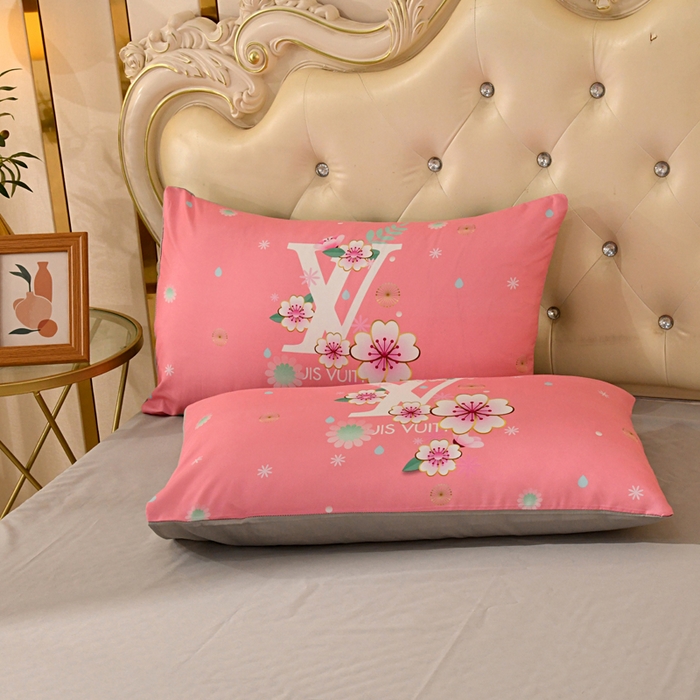 91家纺网 家纺一手货源 找家纺 爵仕 2023新款轻奢简约风全棉四件套 樱花粉