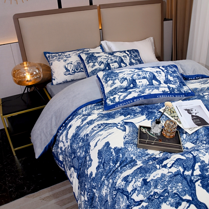 91家纺网 家纺一手货源 找家纺 （总）爵仕 2023新款秋冬牛奶绒数码印花四件套保暖