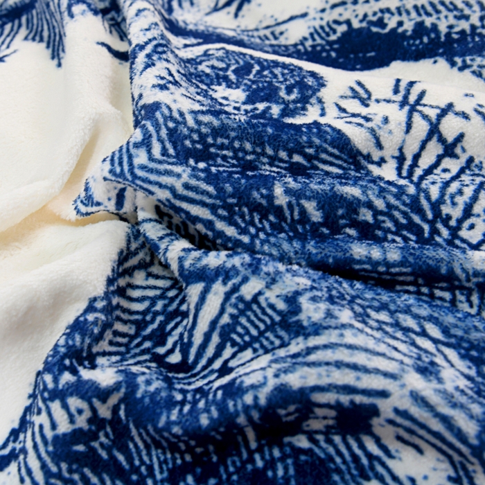 91家纺网 家纺一手货源 找家纺 爵仕 2023新款秋冬牛奶绒数码印花四件套保暖 宝蓝