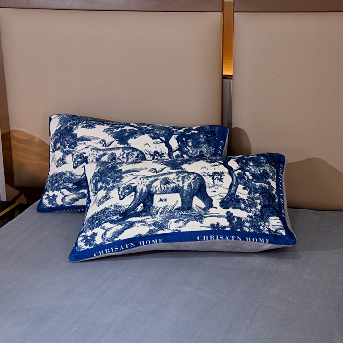 91家纺网 家纺一手货源 找家纺 （总）爵仕 2023新款秋冬牛奶绒数码印花四件套保暖