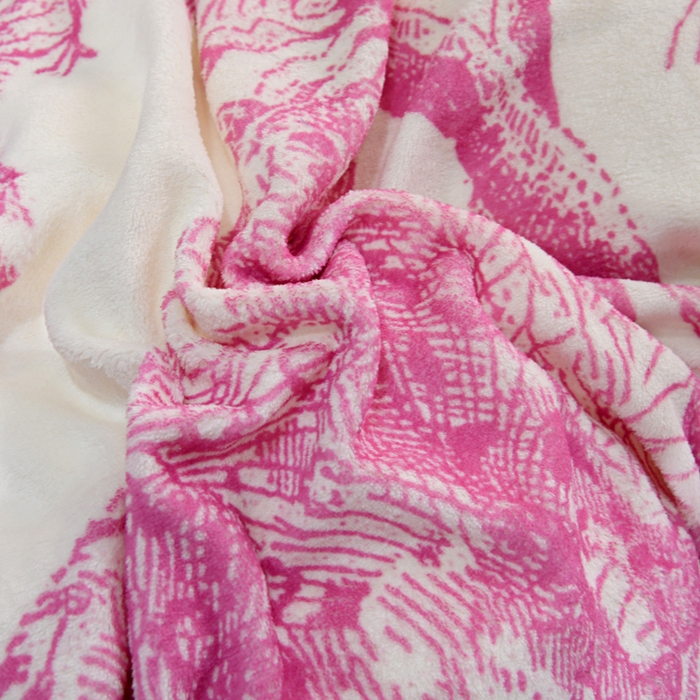 91家纺网 家纺一手货源 找家纺 爵仕 2023新款秋冬牛奶绒数码印花四件套保暖 暖粉