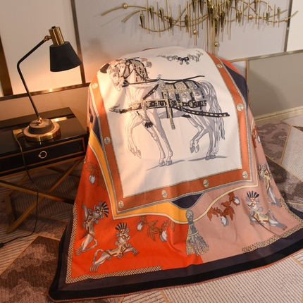 91家纺网 家纺一手货源 找家纺 （总）爵仕 2024高档锦狐绒 毛毯复合毯奢华复古绒毯爱马风格