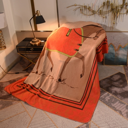 91家纺网 家纺一手货源 找家纺 （总）爵仕 2024高档锦狐绒 毛毯复合毯奢华复古绒毯爱马风格