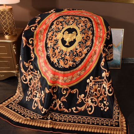 91家纺网 家纺一手货源 找家纺 （总）爵仕 2024高档锦狐绒 毛毯复合毯奢华复古绒毯爱马风格