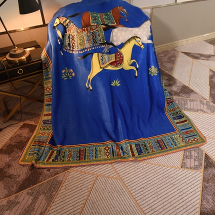 91家纺网 家纺一手货源 找家纺 （总）爵仕 2024高档锦狐绒 毛毯复合毯奢华复古绒毯爱马风格