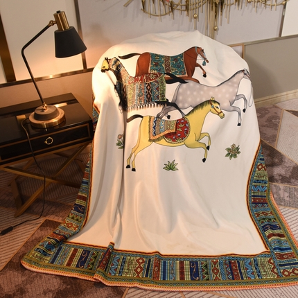 91家纺网 家纺一手货源 找家纺 （总）爵仕 2024高档锦狐绒 毛毯复合毯奢华复古绒毯爱马风格