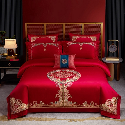 91家纺网 家纺一手货源 找家纺 高大尚婚庆馆 2023新款双股长绒棉提花系列 大喜之日