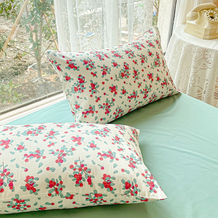 91家纺网 家纺一手货源 找家纺 金丝鸟 2023新款全棉小碎花四件套系列 丽斐 红