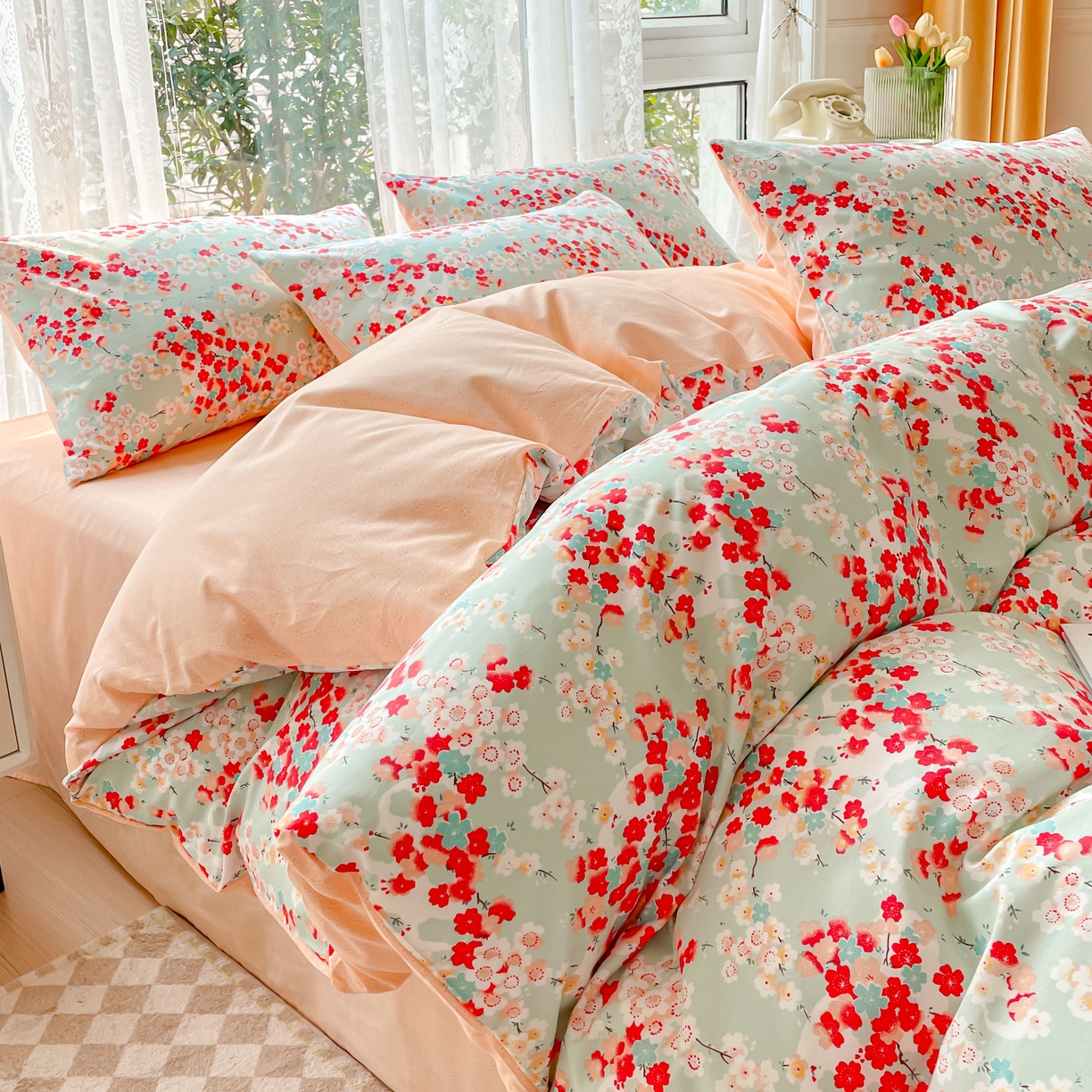 91家纺网 家纺一手货源 找家纺 金丝鸟 2023新款全棉小碎花四件套系列 情怀