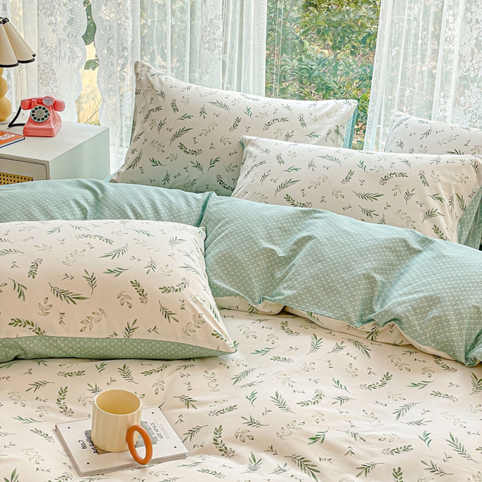 91家纺网 家纺一手货源 找家纺 金丝鸟 2023新款全棉小碎花四件套系列 清风徐来