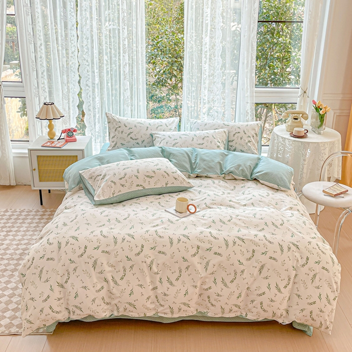 91家纺网 家纺一手货源 找家纺 金丝鸟 2023新款全棉小碎花四件套系列 清风徐来