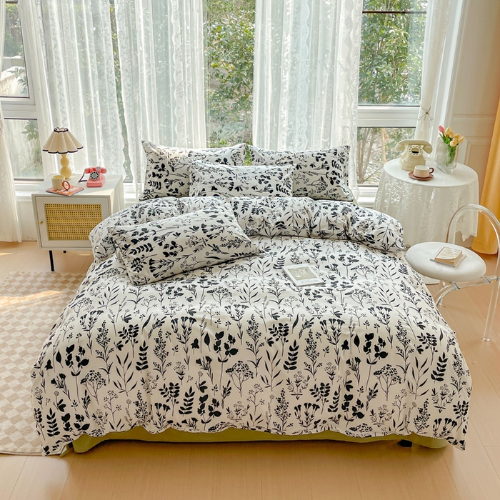 91家纺网 家纺一手货源 找家纺 金丝鸟 2023新款全棉小碎花四件套系列 沐心