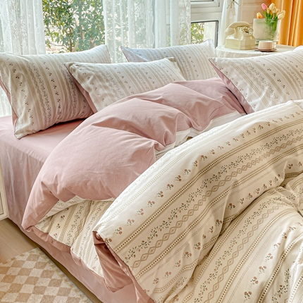 金丝鸟 2023新款全棉小碎花四件套系列 烟雨枫间