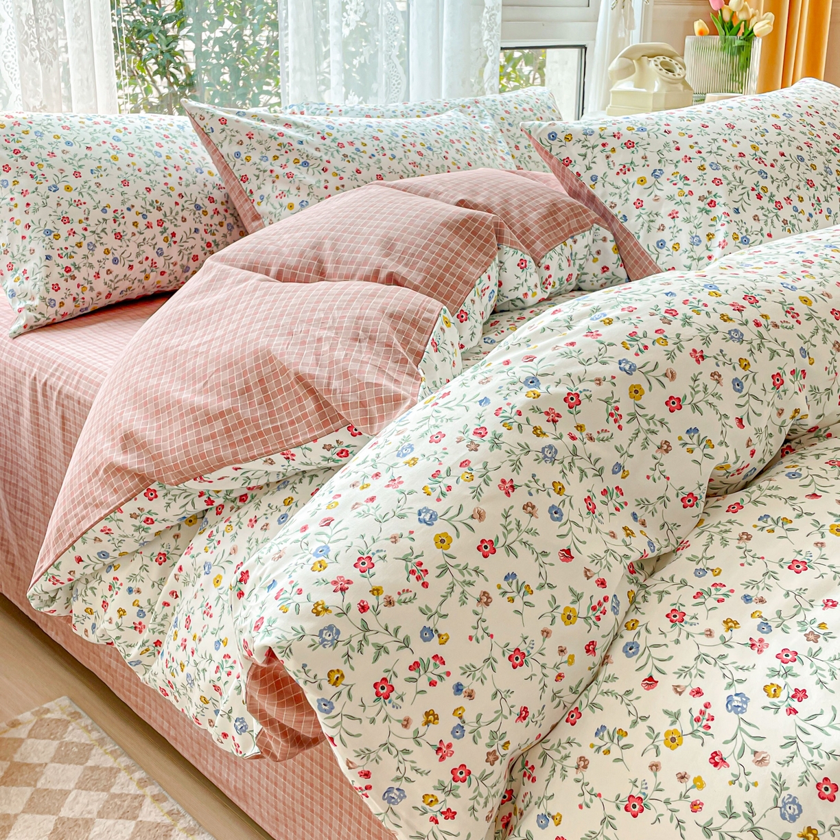 91家纺网 家纺一手货源 找家纺 金丝鸟 2023新款全棉小碎花四件套系列 点点浓香