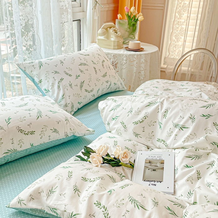 91家纺网 家纺一手货源 找家纺 金丝鸟 2023新款全棉小碎花四件套系列 清风徐来