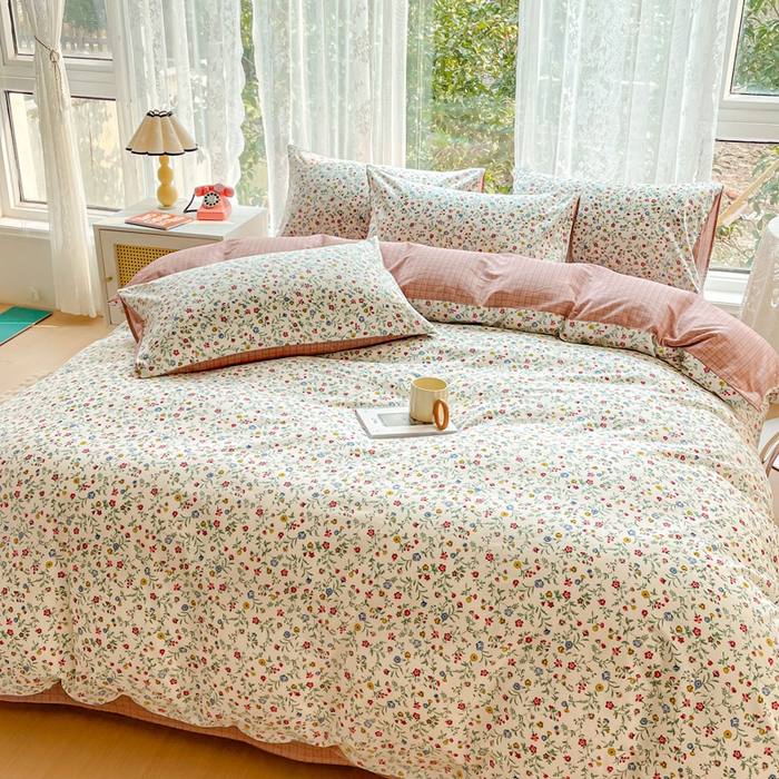 91家纺网 家纺一手货源 找家纺 金丝鸟 2023新款全棉小碎花四件套系列 点点浓香