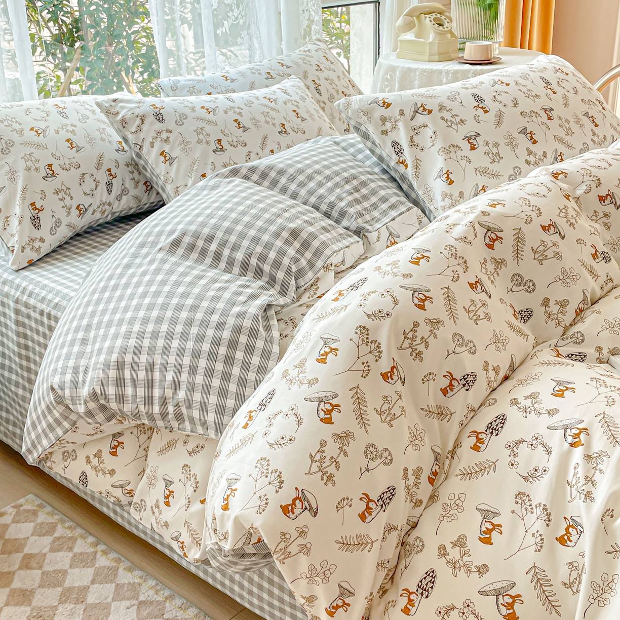 91家纺网 家纺一手货源 找家纺 金丝鸟 2023新款全棉小碎花四件套系列 聆听