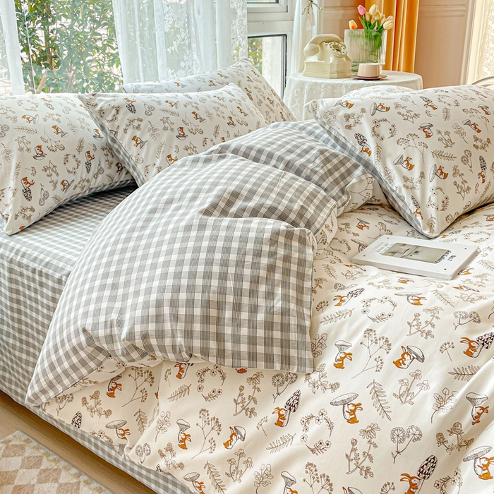 91家纺网 家纺一手货源 找家纺 金丝鸟 2023新款全棉小碎花四件套系列 聆听