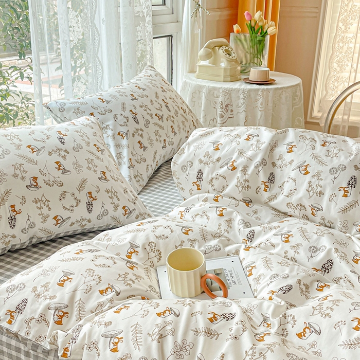 91家纺网 家纺一手货源 找家纺 金丝鸟 2023新款全棉小碎花四件套系列 聆听