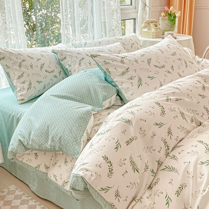 91家纺网 家纺一手货源 找家纺 金丝鸟 2023新款全棉小碎花四件套系列 清风徐来