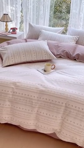 91家纺网 家纺一手货源 找家纺 金丝鸟 2023新款全棉小碎花四件套系列 烟雨枫间