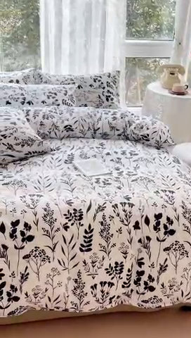 91家纺网 家纺一手货源 找家纺 金丝鸟 2023新款全棉小碎花四件套系列 沐心