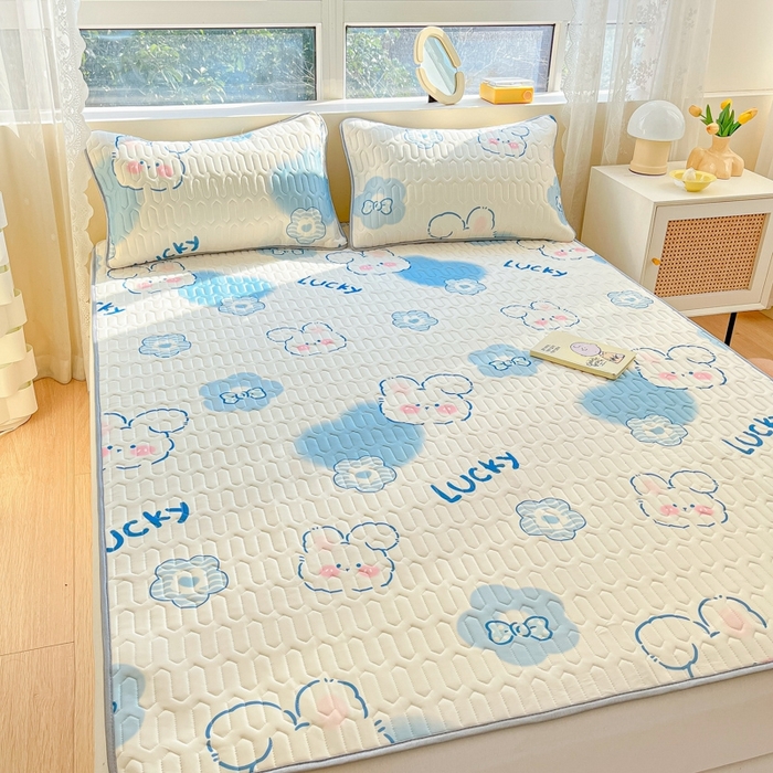 91家纺网 家纺一手货源 找家纺 2023新款乳胶凉席 爱心小兔