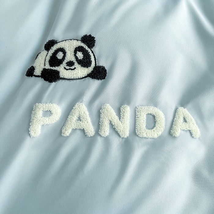 91家纺网 家纺一手货源 找家纺 娜娜 2023新款韩版毛巾绣四件套-熊猫 熊猫嘟嘟-天空蓝