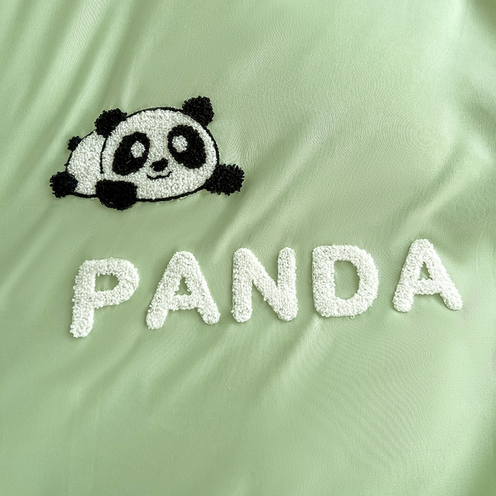 91家纺网 家纺一手货源 找家纺 娜娜 2023新款韩版毛巾绣四件套-熊猫 熊猫嘟嘟-绿