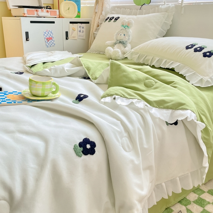 91家纺网 家纺一手货源 找家纺 2023新款夏被四件套 小黑花