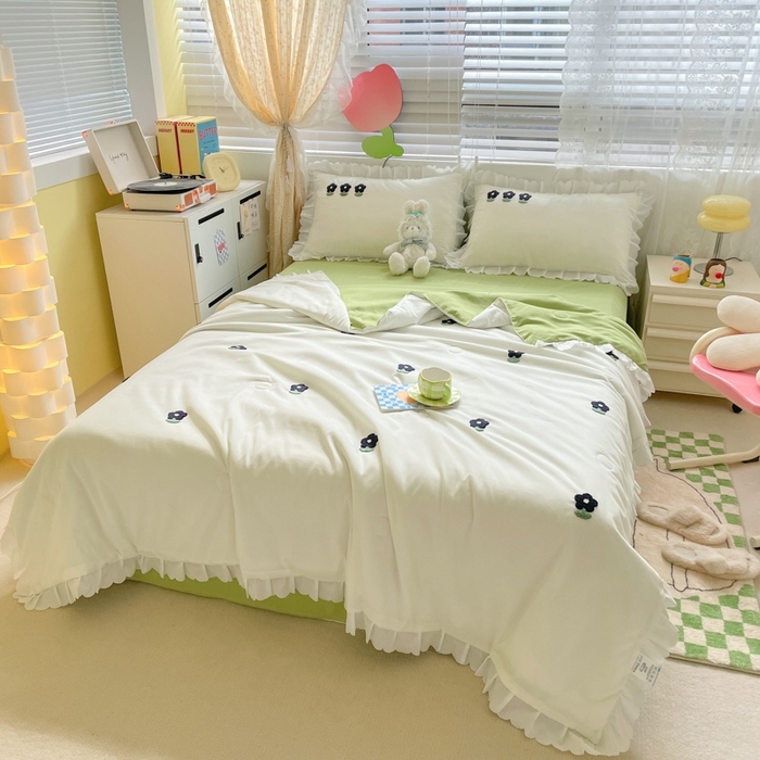 91家纺网 家纺一手货源 找家纺 2023新款夏被四件套 小黑花