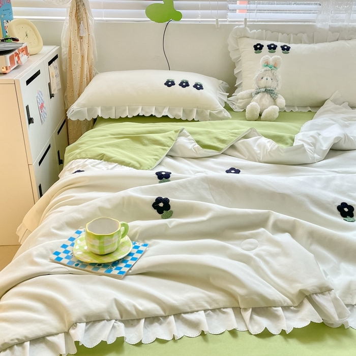 91家纺网 家纺一手货源 找家纺 2023新款夏被四件套 小黑花