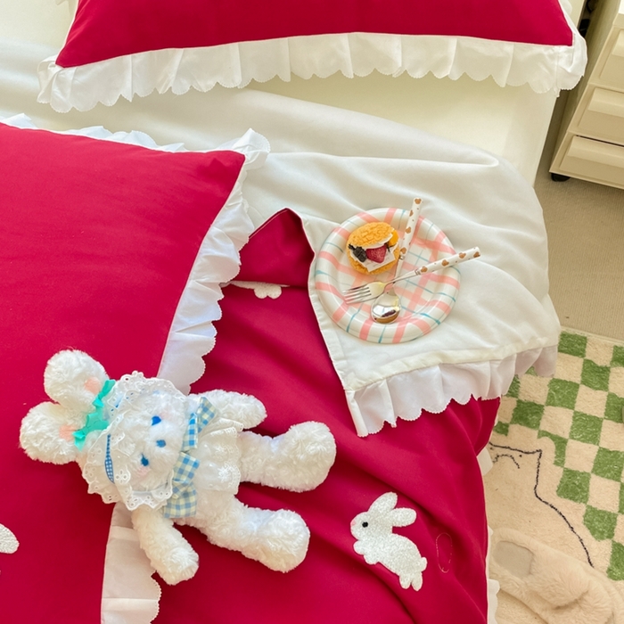 91家纺网 家纺一手货源 找家纺 2023新款夏被四件套 幸运兔-红