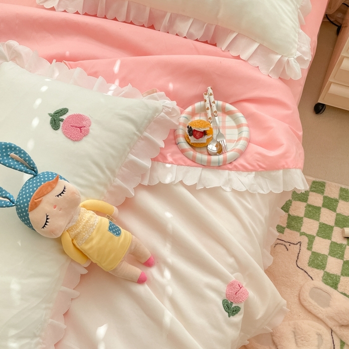 91家纺网 家纺一手货源 找家纺 2023新款夏被四件套 郁金香-白