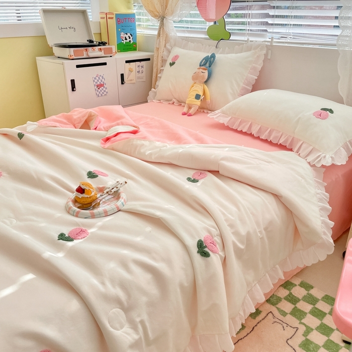 91家纺网 家纺一手货源 找家纺 2023新款夏被四件套 郁金香-白