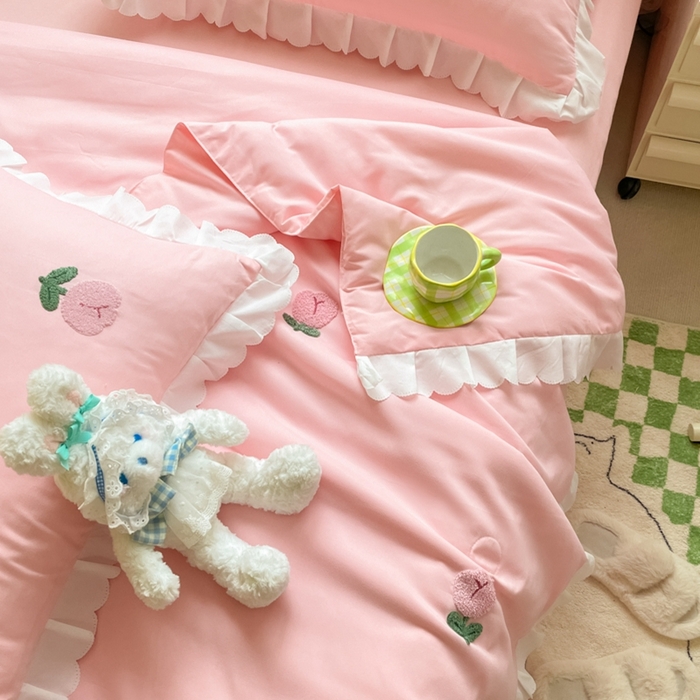 91家纺网 家纺一手货源 找家纺 2023新款夏被四件套 郁金香-粉